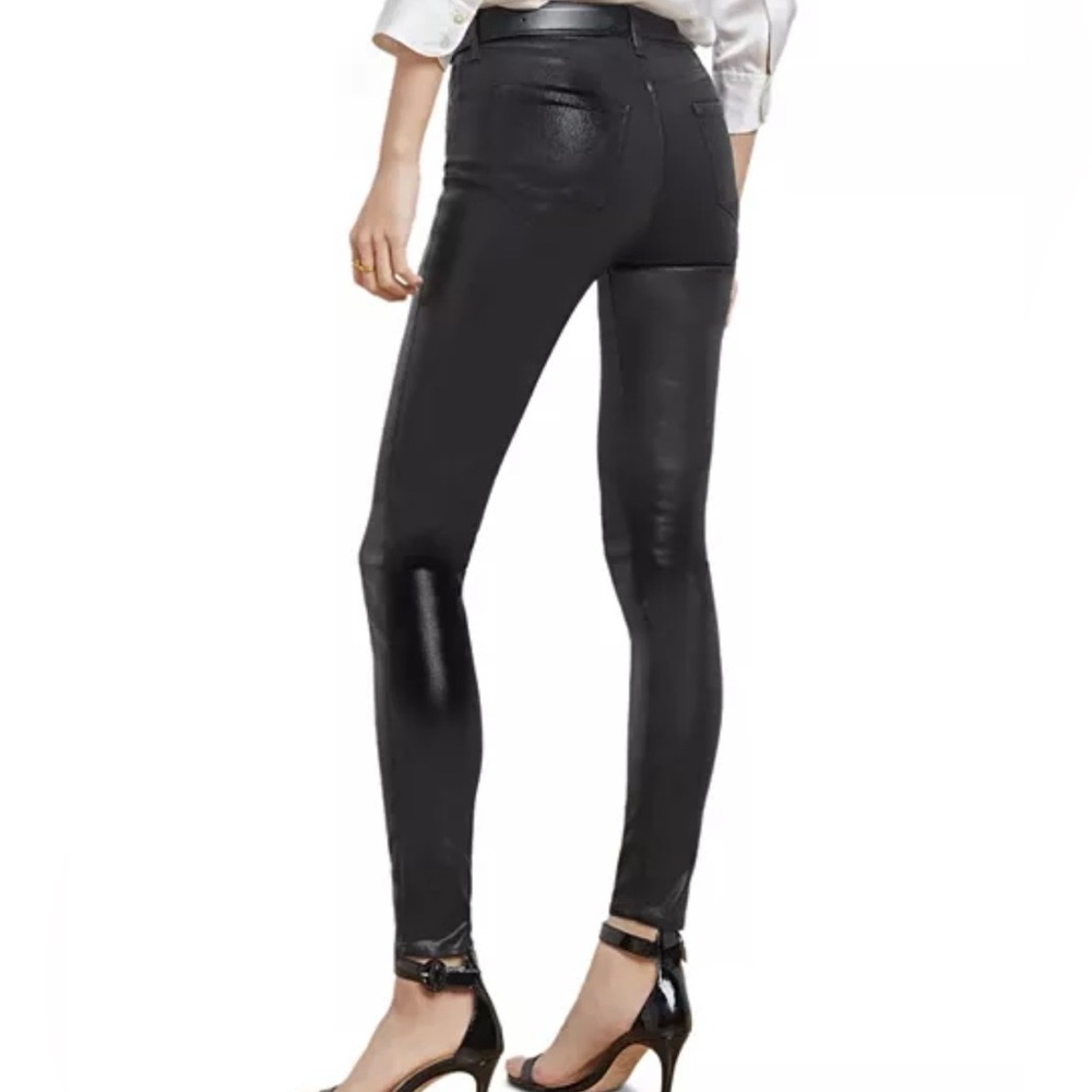 L'Agence Marguerite High-Rise Coated Skinny Jeans in Black, sz 28